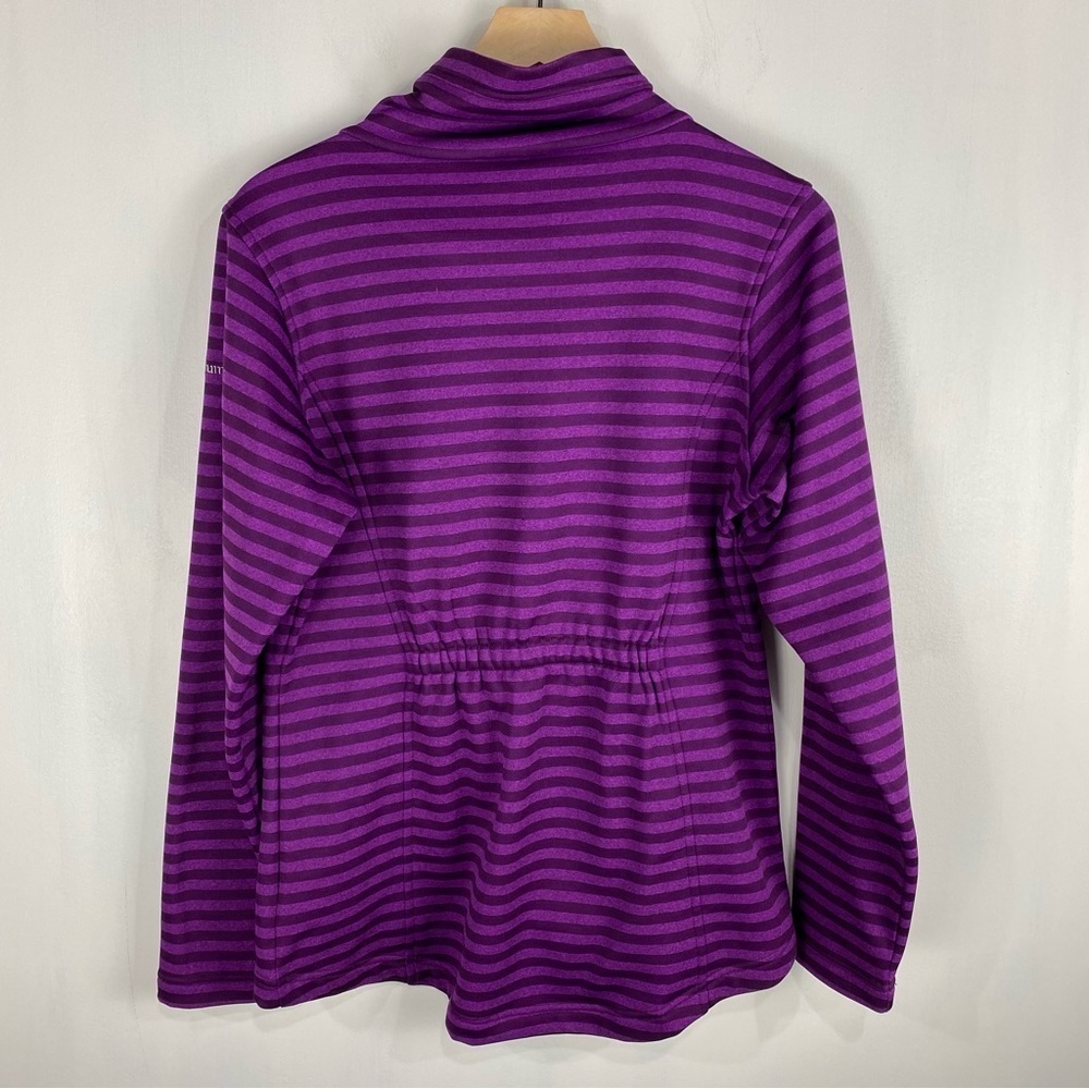 Columbia Fleece Lined Striped Pullover Turtleneck Sweatshirt Purple Size Medium - Picture 5 of 5